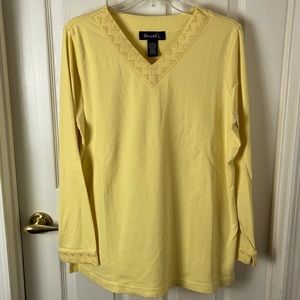 Denim & Co women’s long sleeve top in yellow, size L